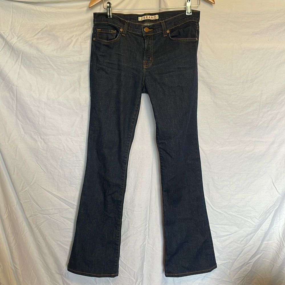 J BRAND dark wash slightly flared jeans